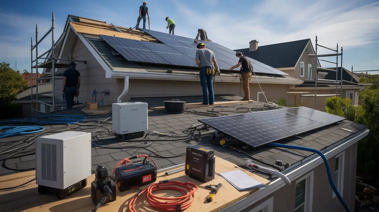 Hidden costs of solar panels in the USA shown on a residential rooftop solar installation