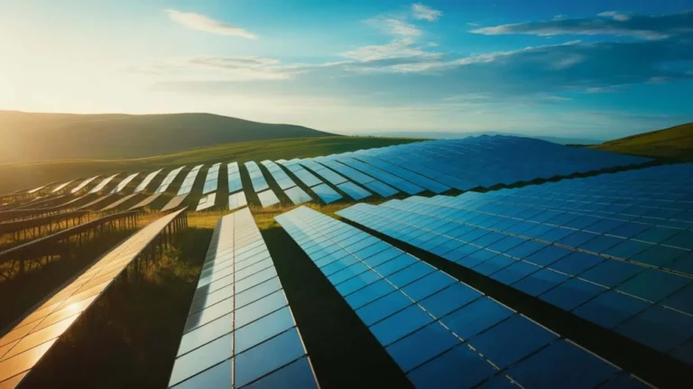 What Is Solar Energy shown through a large solar power plant generating clean electricity