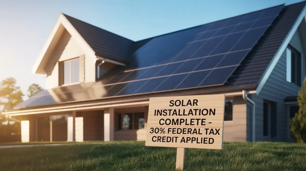 Residential home with rooftop solar panels showing how much do solar panels cost after incentives in the USA.