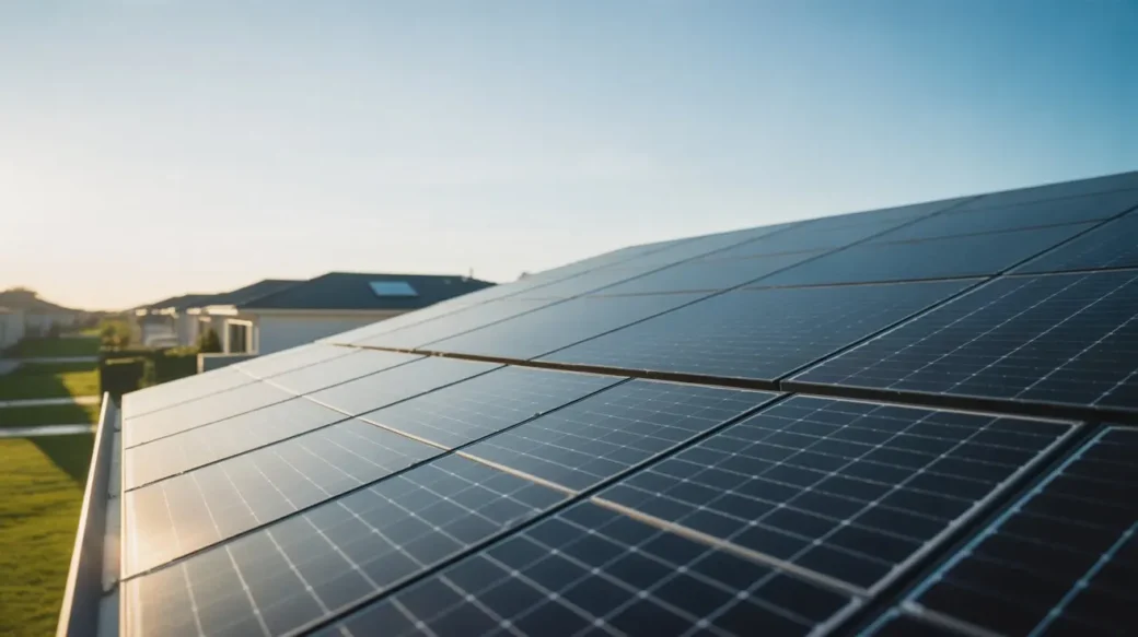 How much do solar panels save per year on a residential rooftop at sunset