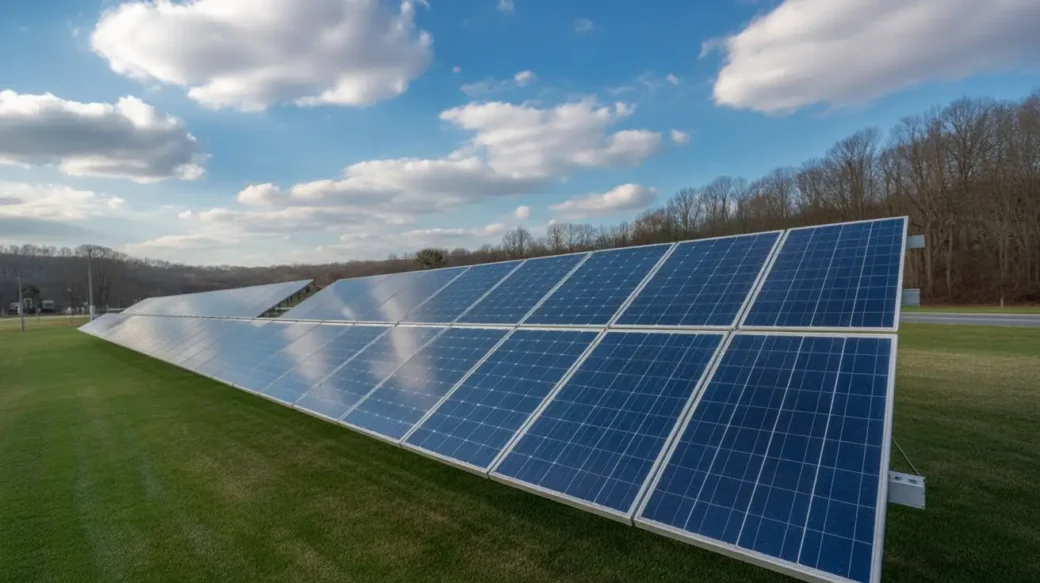 Ground-mounted solar panels benefiting from New Jersey Solar Rebates and Credits