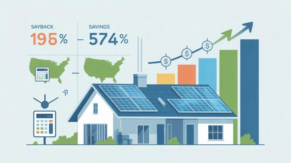 What is the solar payback period in the USA with solar cost and savings comparison chart