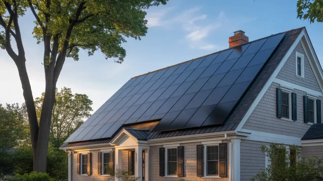 Residential rooftop solar panels illustrating why solar panels are worth it in Massachusetts
