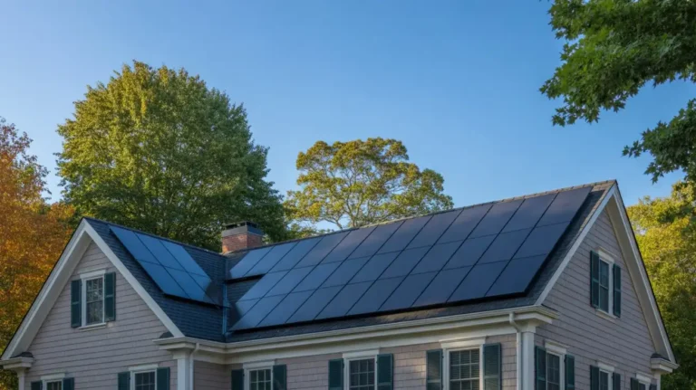 Rooftop solar installation showing why solar panels are worth it in Massachusetts on a suburban home