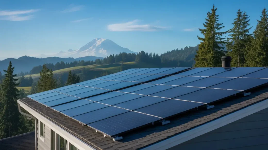 Modern rooftop solar panel system on a Washington home showing why solar panels are worth it in Washington for clean energy savings.