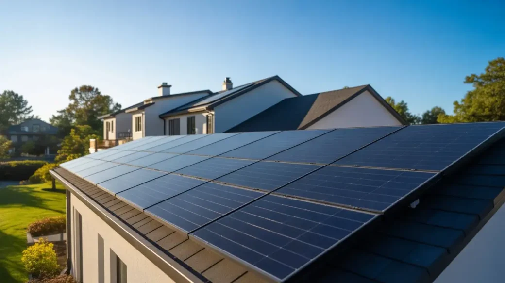 Traditional brick home benefiting from Massachusetts Solar Rebates and Credits for clean energy savings