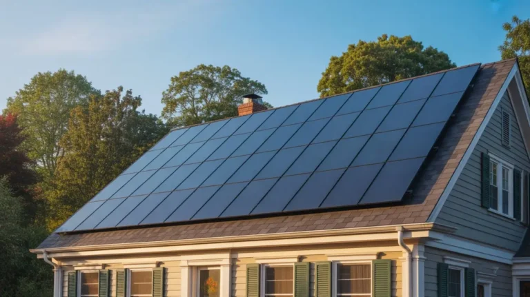 Modern home rooftop system highlighting Massachusetts Solar Rebates and Credits benefits for homeowners
