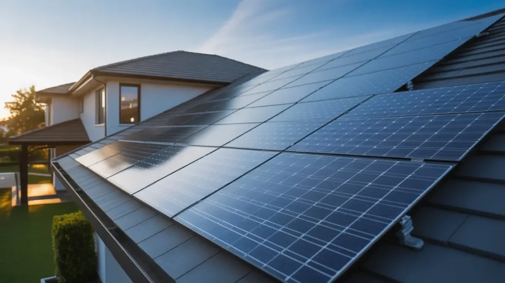 Close-up of residential solar panels supported by Massachusetts Solar Rebates and Credits