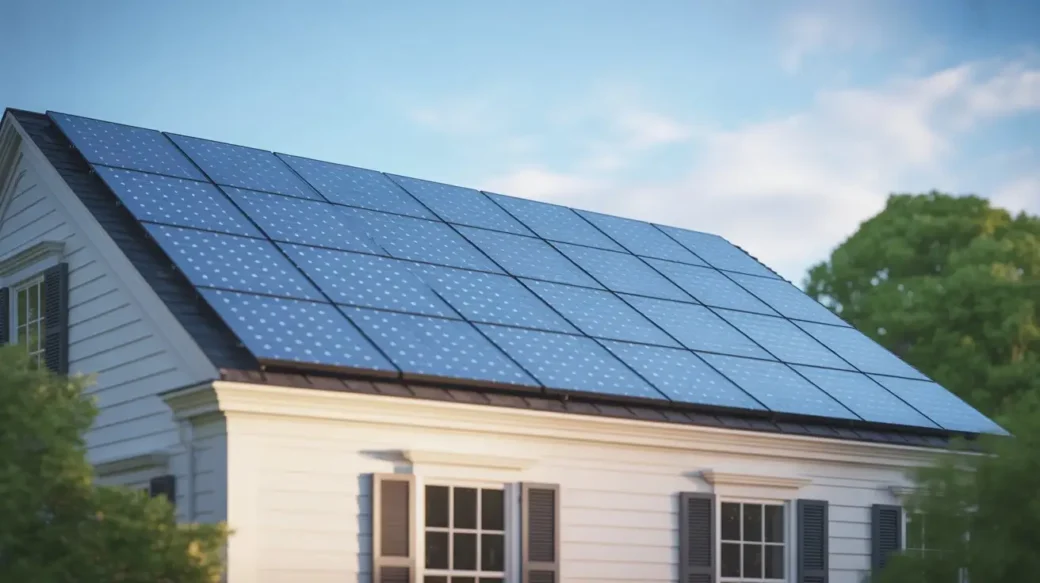 Solar panels installed on a residential rooftop for solar panel cost calculator Massachusetts estimate