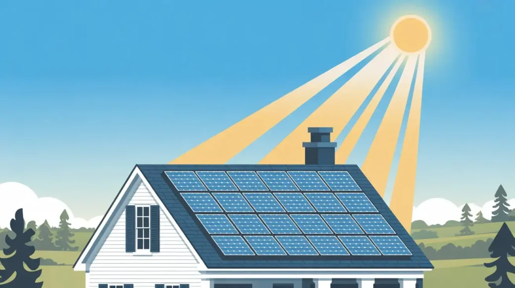 Simple diagram showing how solar panels explained simply for Georgia convert sunlight into electricity for homes.