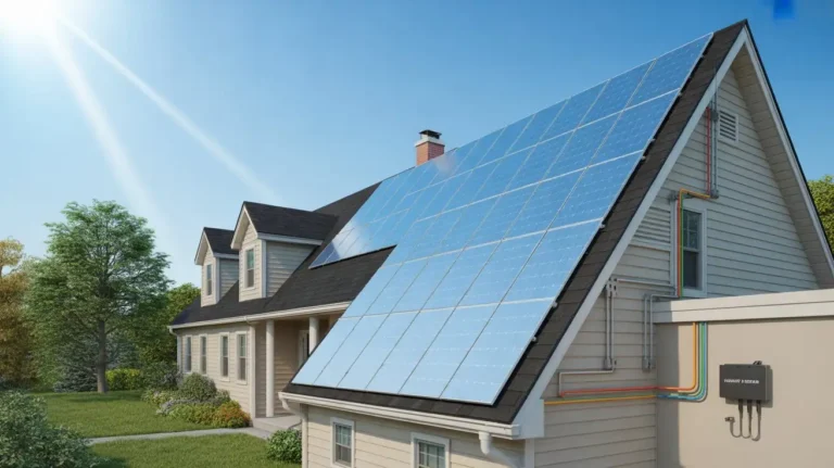 Solar Panels Explained Simply for New Jersey diagram showing solar panels connected to inverter and home electrical system