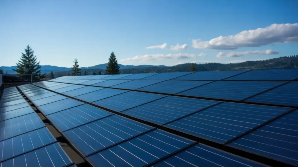 Solar panels explained simply for Washington on residential roof surrounded by trees