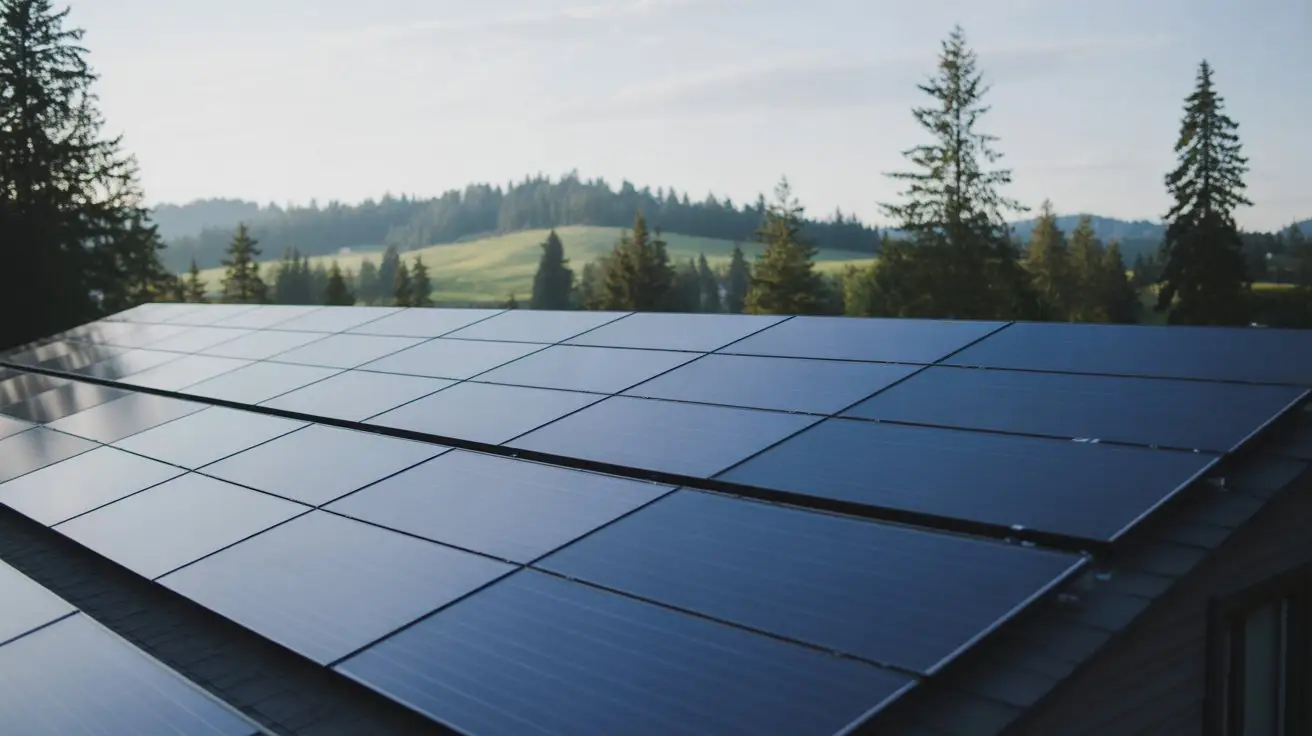 Solar panels explained simply for Washington on modern house rooftop with clear sky