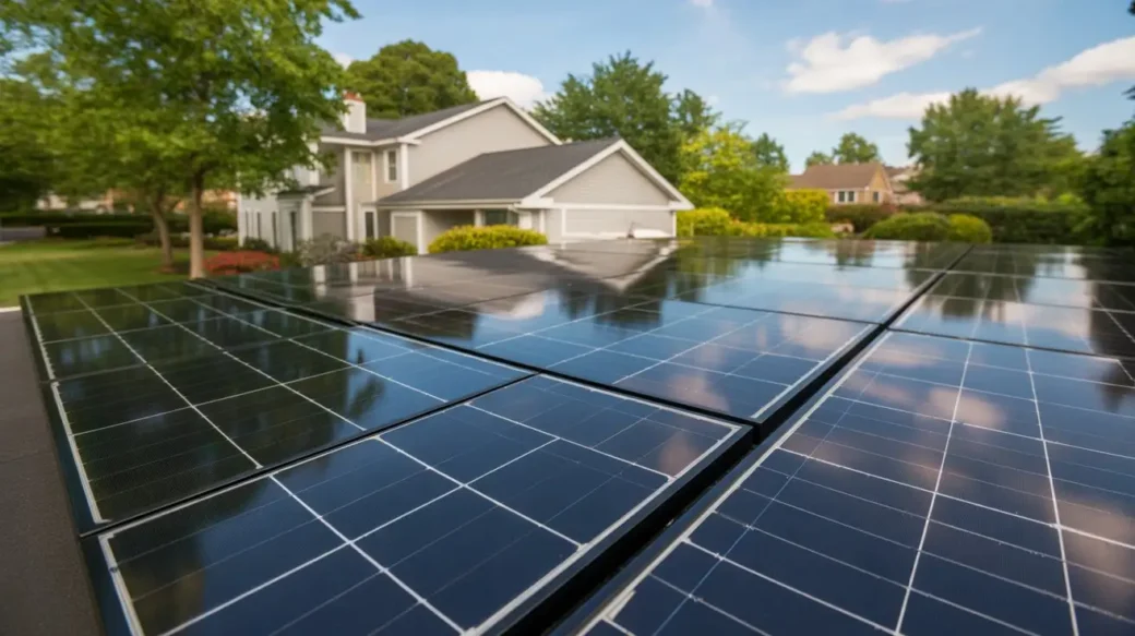 Why Solar Panels Are Worth It in Virginia – modern home with rooftop solar panels in a sunny neighborhood