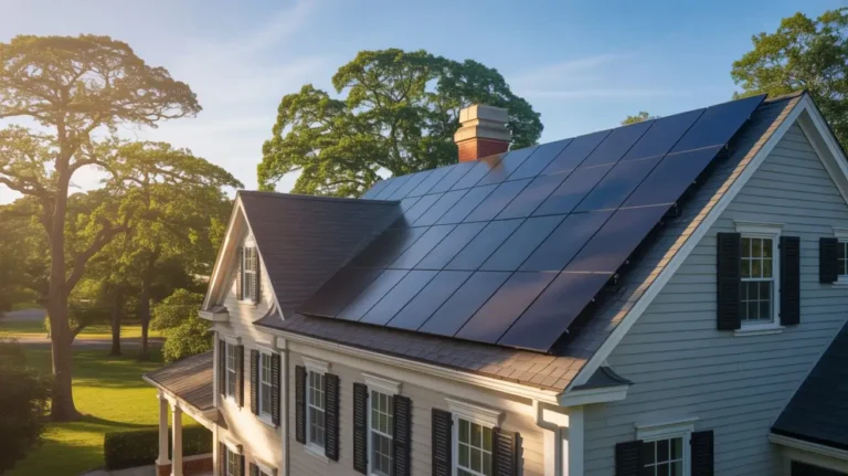 Why Solar Panels Are Worth It in Virginia – large residential solar roof system during golden hour