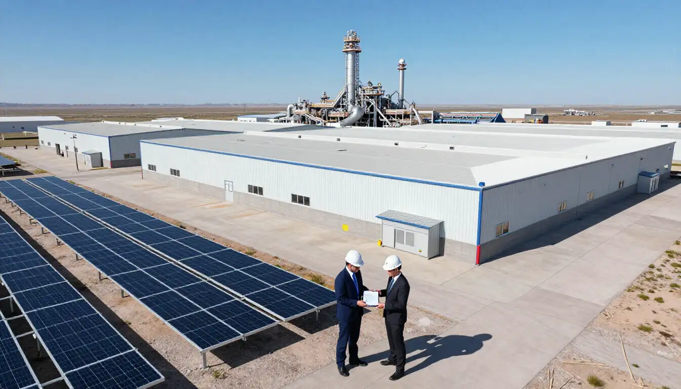 Aerial drone view of a large warehouse project finalized under 2026 Commercial Solar PPA laws and regional interconnection codes.