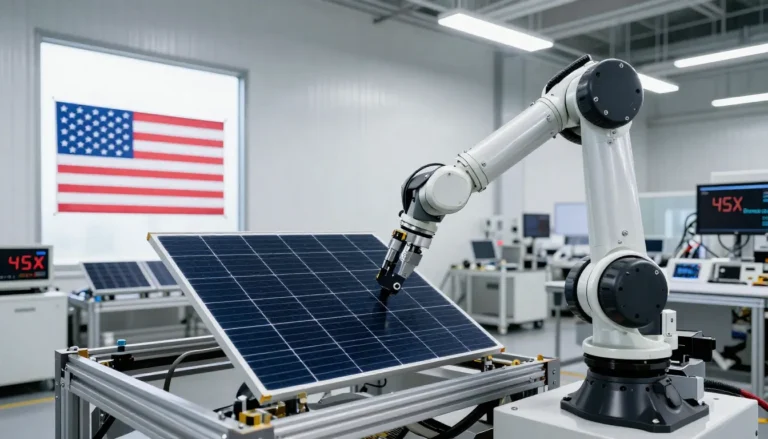 Aerial view of a massive 2026 solar farm in the desert, showcasing the best solar stock to invest in.