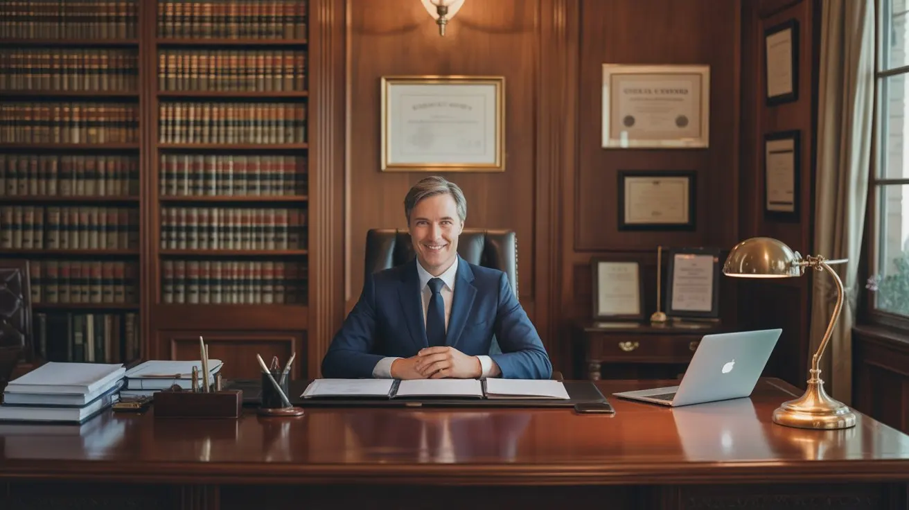 Solar Fraud Attorney and Legal expert sitting at desk in professional law office reviewing case documents